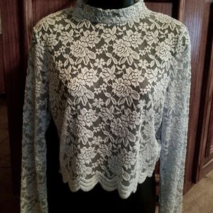 ♦️Lace Baby Blue Blouse (NWOT)